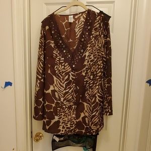 Leopard print bell sleeve shirt